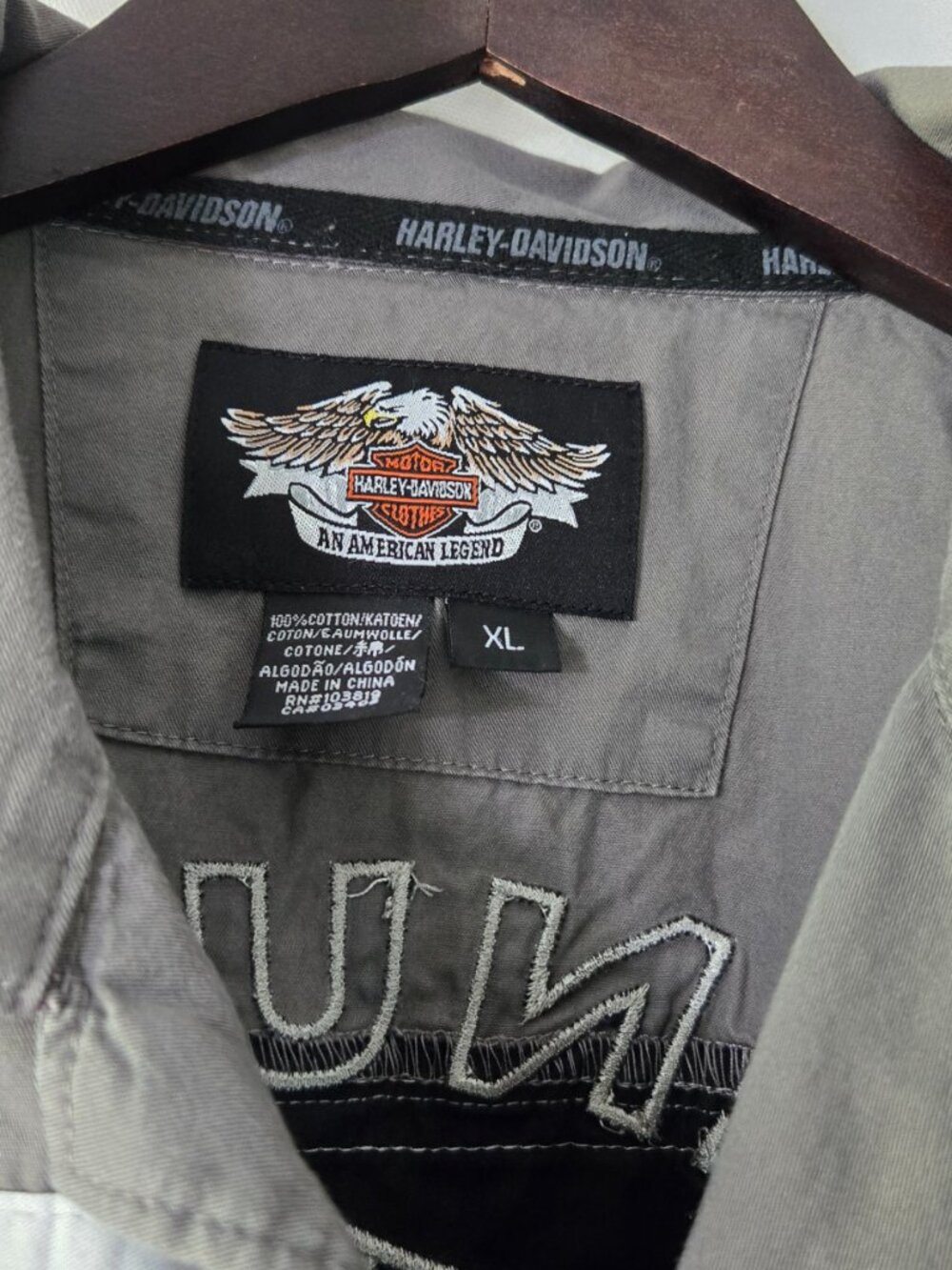 Harley Davidson Garage Shirt Size XL Color Block, Grey and Black - Picture 2 of 6